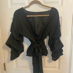 Do+Be black and white cropped, tie shirt